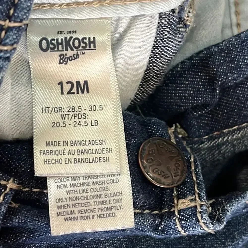 Oshkosh by gosh 12 month girls denim overalls.